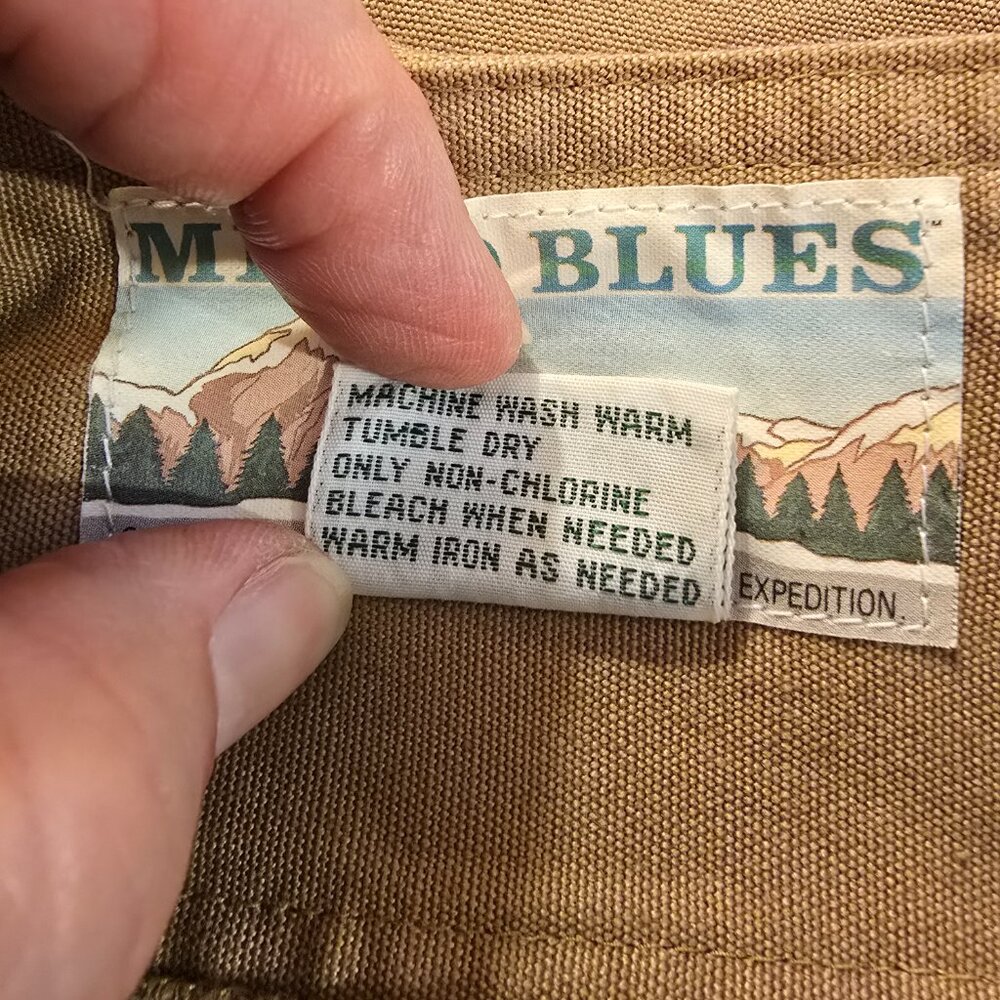 Skirt Mixed Blues Tan Denim Front Buckle Zip Pockets A-line Cotton size 9 1990s - Picture 8 of 11